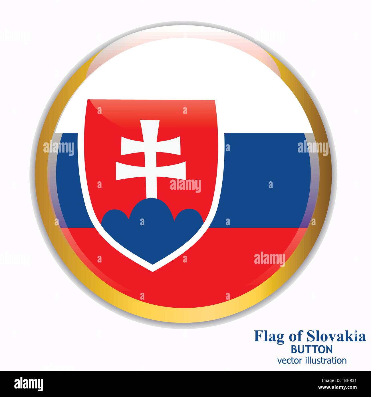 Schaltfläche mit Flagge der Slowakei. Bunte Illustrationen mit Fahne für Web Design. Stock Vektor