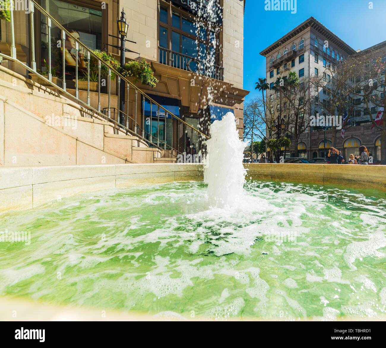 Beverly Hills, CA, USA - November 02, 2016: Brunnen in weltberühmten Rodeo Drive Stockfoto