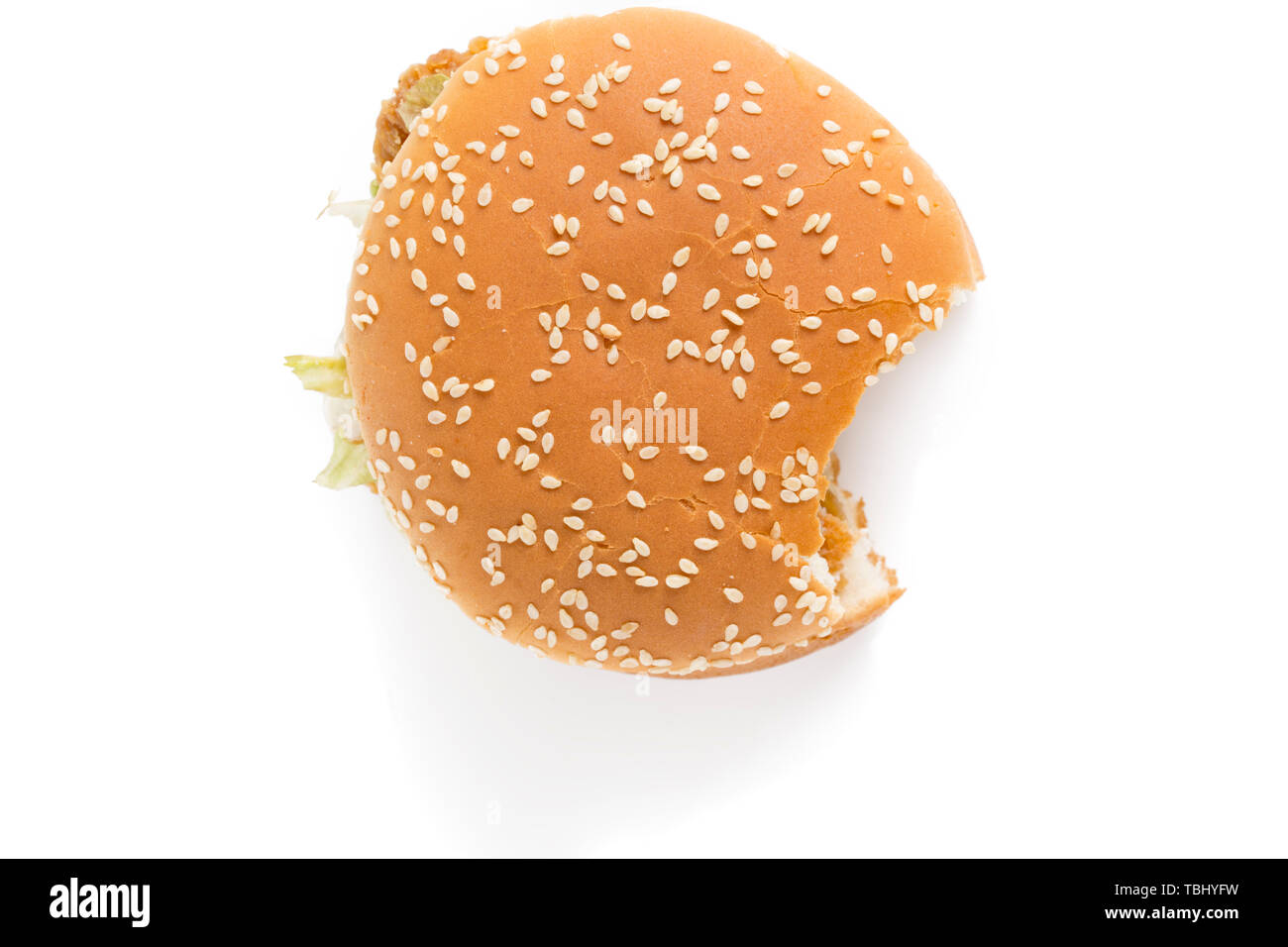Eine gebissen Burger. Stockfoto