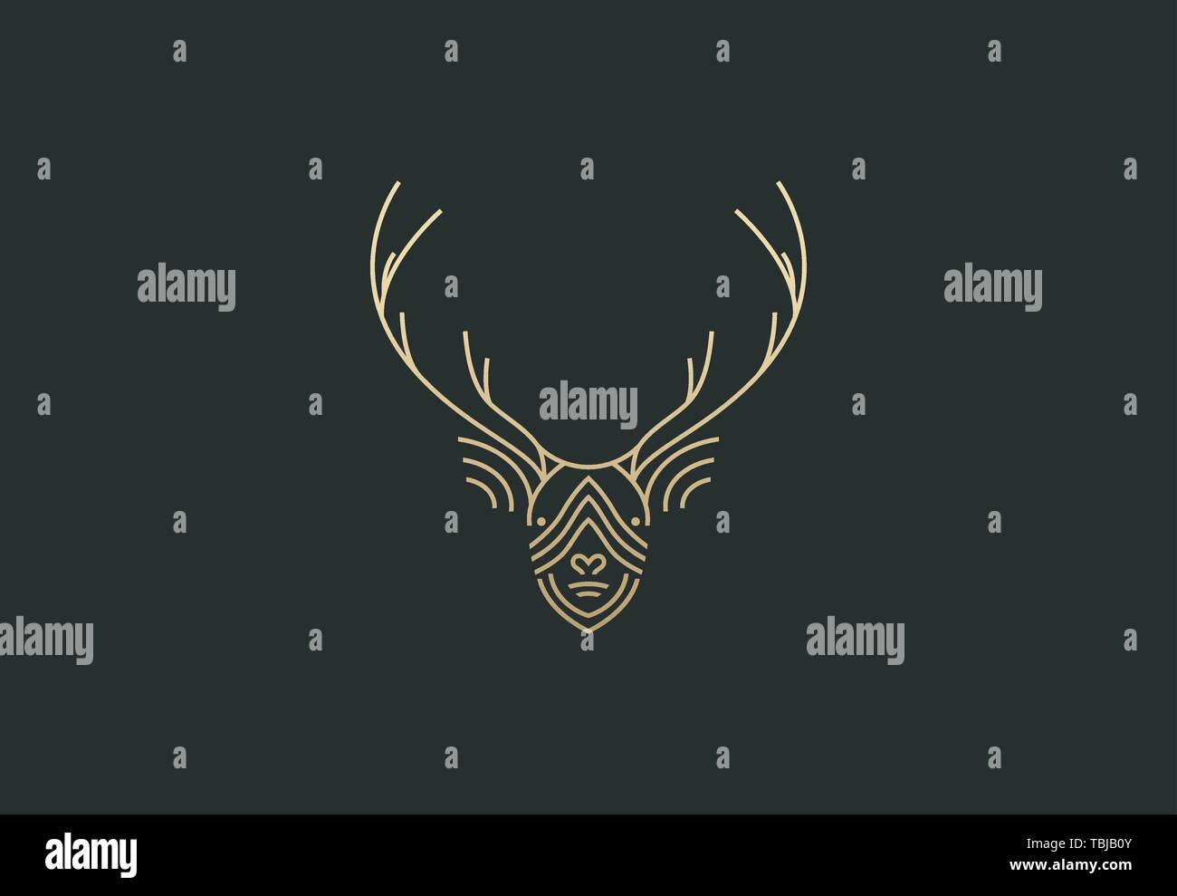 Rotwild logo geometrische Form - Lineare Hirschkopf logo Illustration Stock Vektor