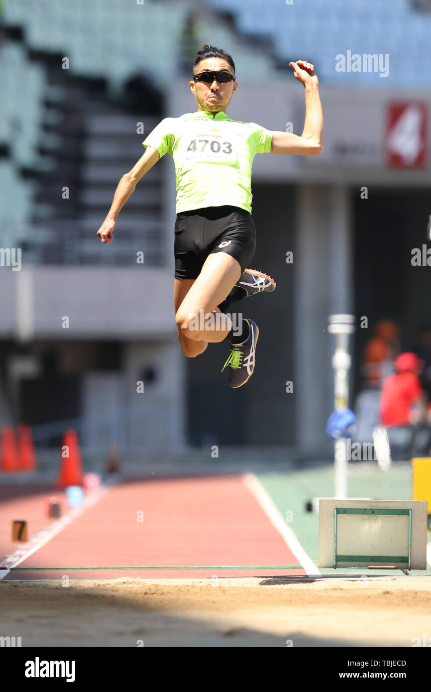 Osaka, Japan. 1. Juni 2019. Ashida hajimu Athletik: Japan Para Leichtathletik Meisterschaften Männer Weitsprung T14/T37/T38/T47-Finale bei Yanmar Nagai Stadium in Osaka, Japan. Credit: Naoki Morita/LBA SPORT/Alamy leben Nachrichten Stockfoto