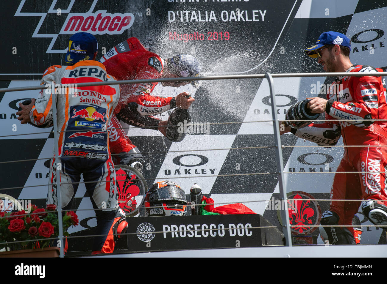 Mugello, Italien. 02 Juni, 2019. Gp Motorrad Podium Partei Credit: Unabhängige Fotoagentur/Alamy leben Nachrichten Stockfoto