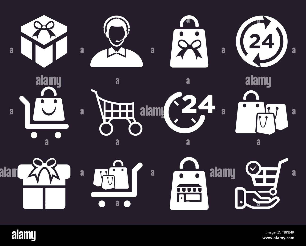 Shopping Icons Set Weiß Stock Vektor