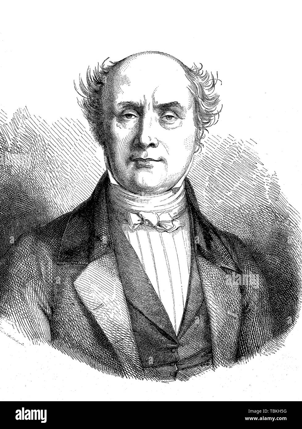 Baron Charles Athanase Walckenae, 1771-1852, Französischer Beamter und Wissenschaftler, Charles Athanase Walckenae, 1855, historische Holzschnitt, Frankreich Stockfoto
