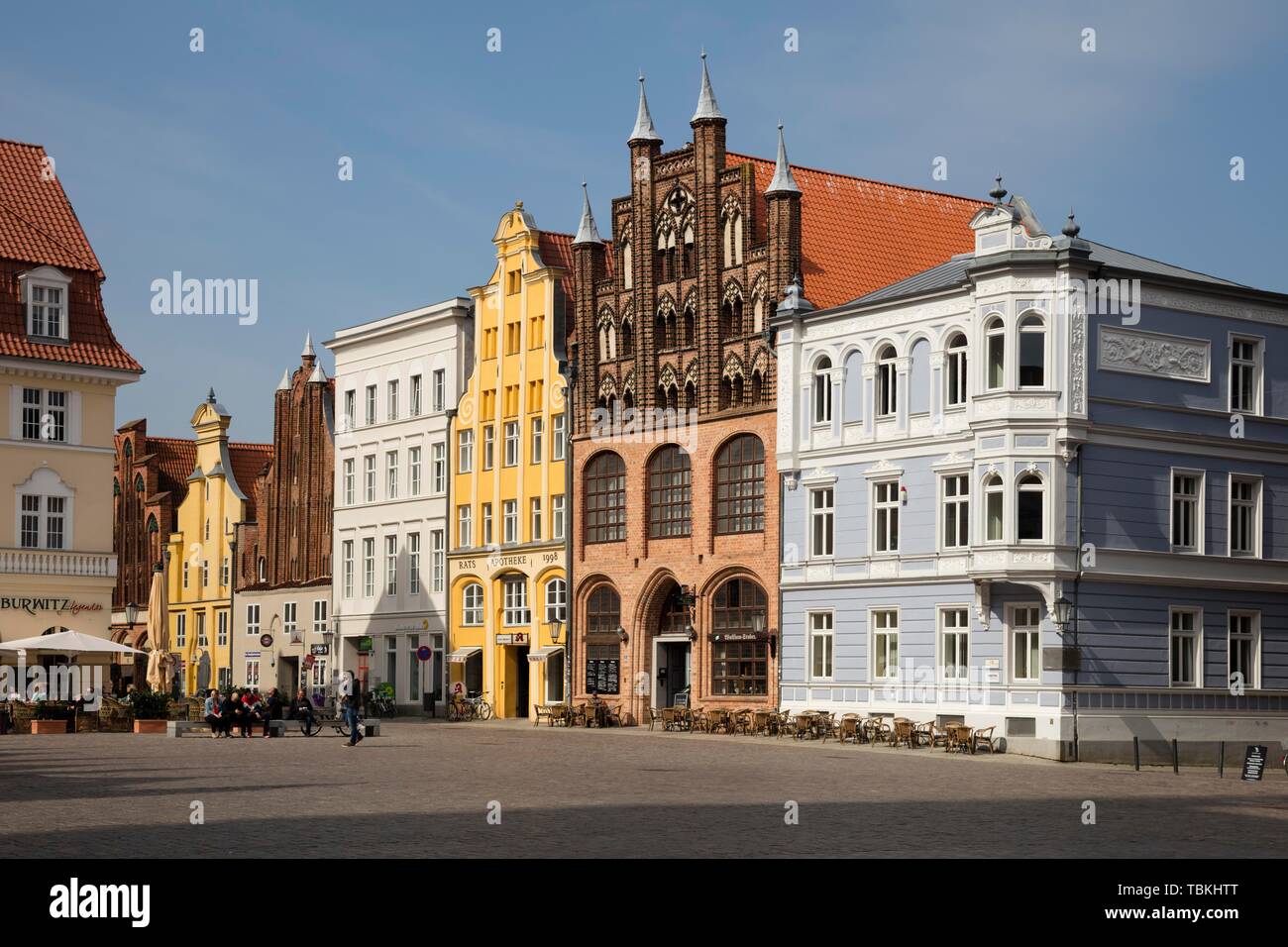 Wulflamhaus, Giebel Haus, Alter Markt, Stralsund, Weltkulturerbe der UNESCO, Insel Rügen, Mecklenburg-Vorpommern, Deutschland Stockfoto