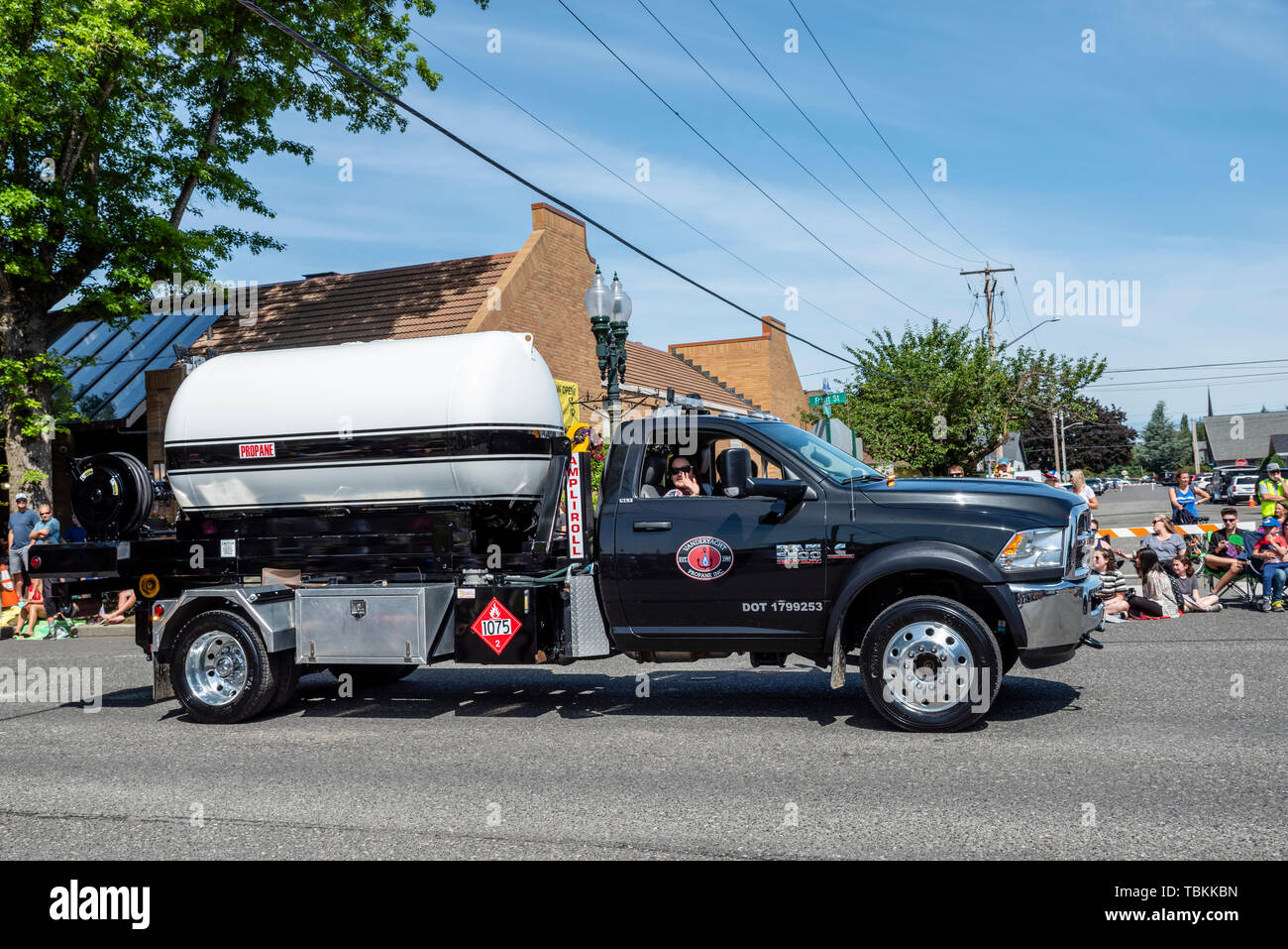 Vanderyacht Propan Tankfahrzeug in den 2019 Lynden Landwirte Day Parade. Lynden, Washington Stockfoto