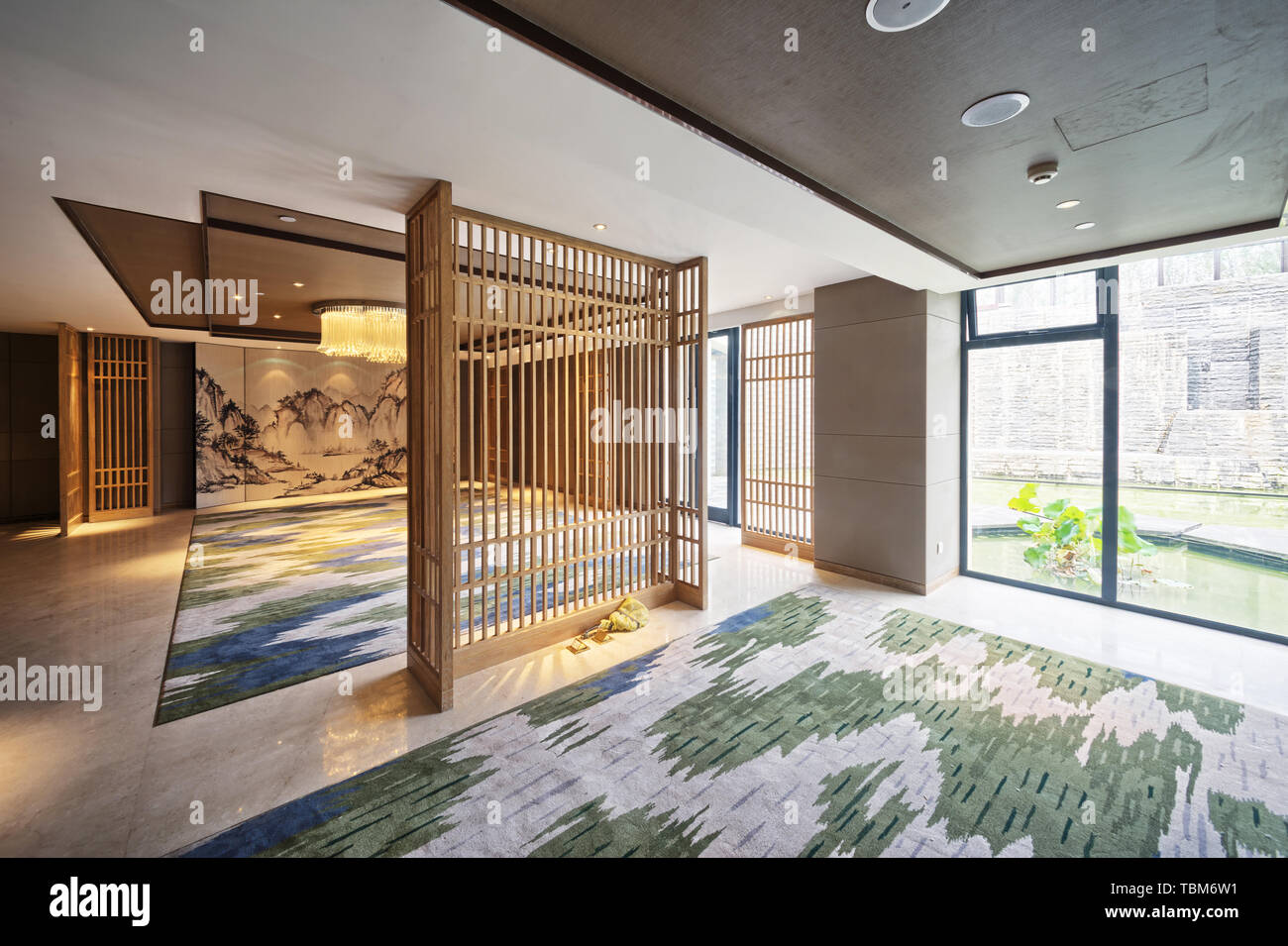 China eingerichteten Wohnzimmer Einrichtung von Dragon Hotel. Stockfoto