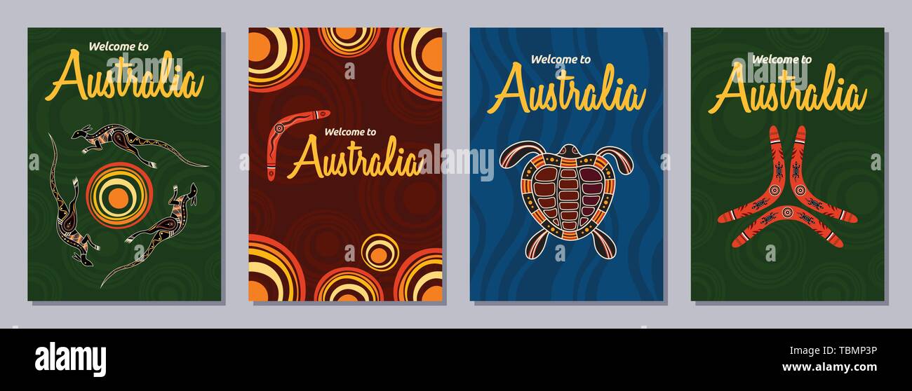 Abstrakte farbenfrohe Flyer, Poster, Banner, Plakate, Broschüre Design vorlagen A6 Größe. Ethnischen stil Broschüre vorlagen. Aboriginal Art. Stock Vektor