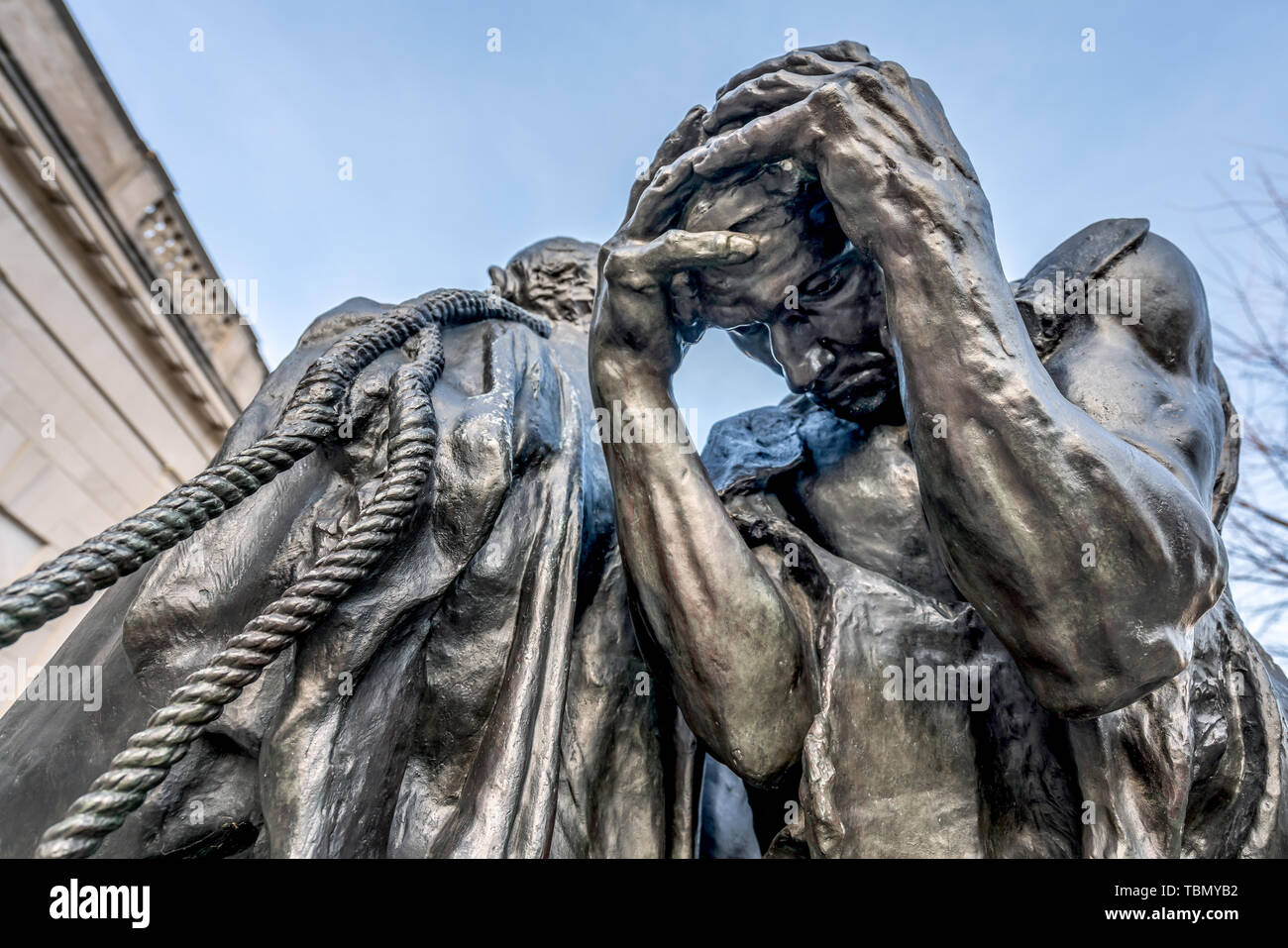 Philadelphia, Pennsylvania, USA - Dezember, 2018 - Detail der Bürger von Calais von Auguste Rodin in den Gärten von Rodin Museum in Philadelphia. Stockfoto