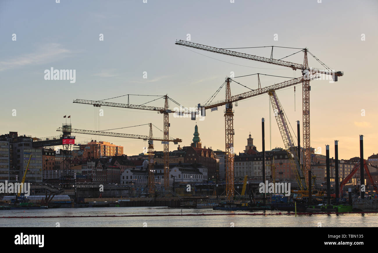 Bauarbeiten in Slussen, Stockholm, Schweden, im Frühjahr 2019 Stockfoto