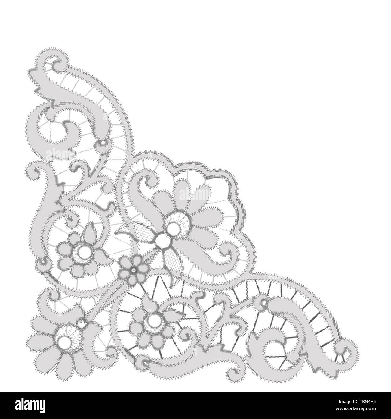Grau Richelieu Stickerei Muster auf weißem Hintergrund Stock Vektor