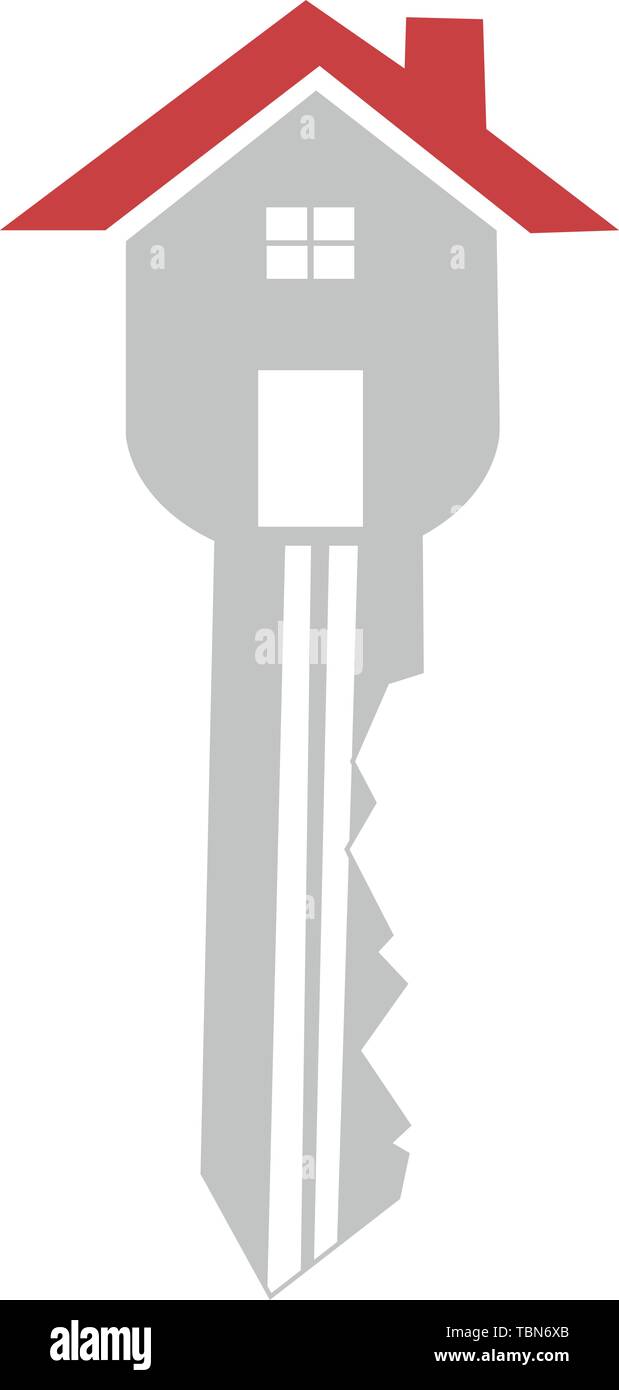 Symbol mit einem Schlüssel in Form eines farbigen Haus Stock Vektor