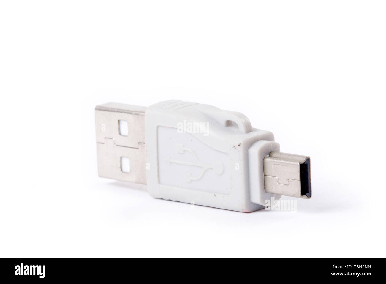 Usb konvertieren mit weißem Hintergrund Stockfoto