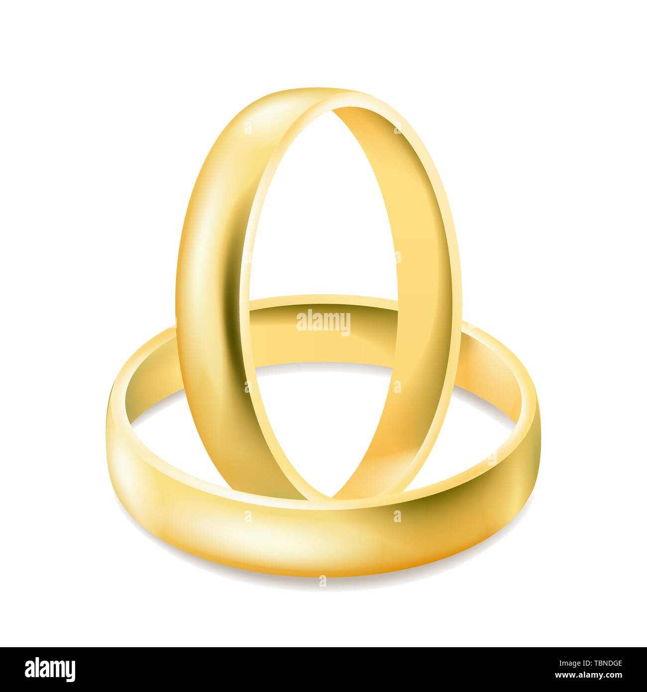 Zwei goldene Ringe auf weißem Hintergrund Stock Vektor