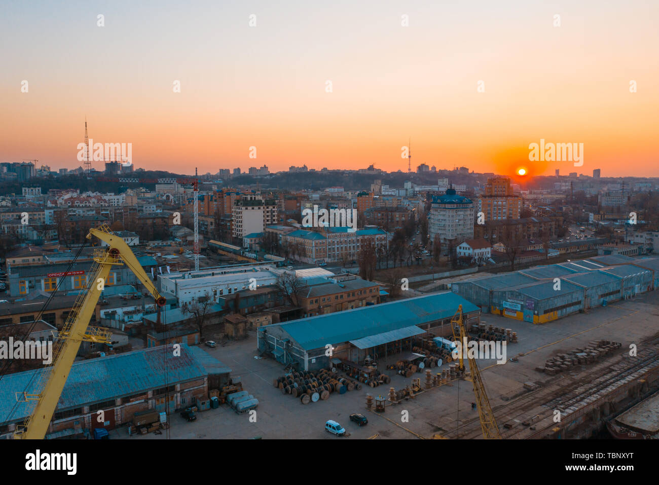 Luftaufnahmen Industriegebiet in einer großen Stadt Stockfoto