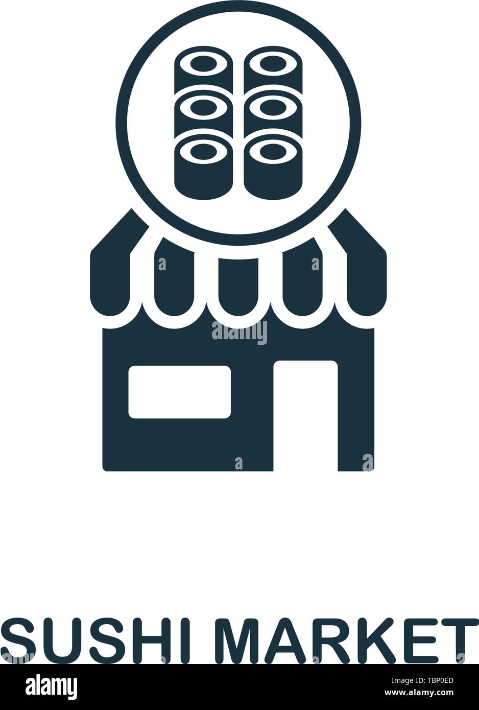 Symbol für den Sushi-Markt. Kreatives Element Design aus Icons Kollektion. Pixel Perfect Sushi Market Symbol für Webdesign, Apps, Software, Drucknutzung Stock Vektor