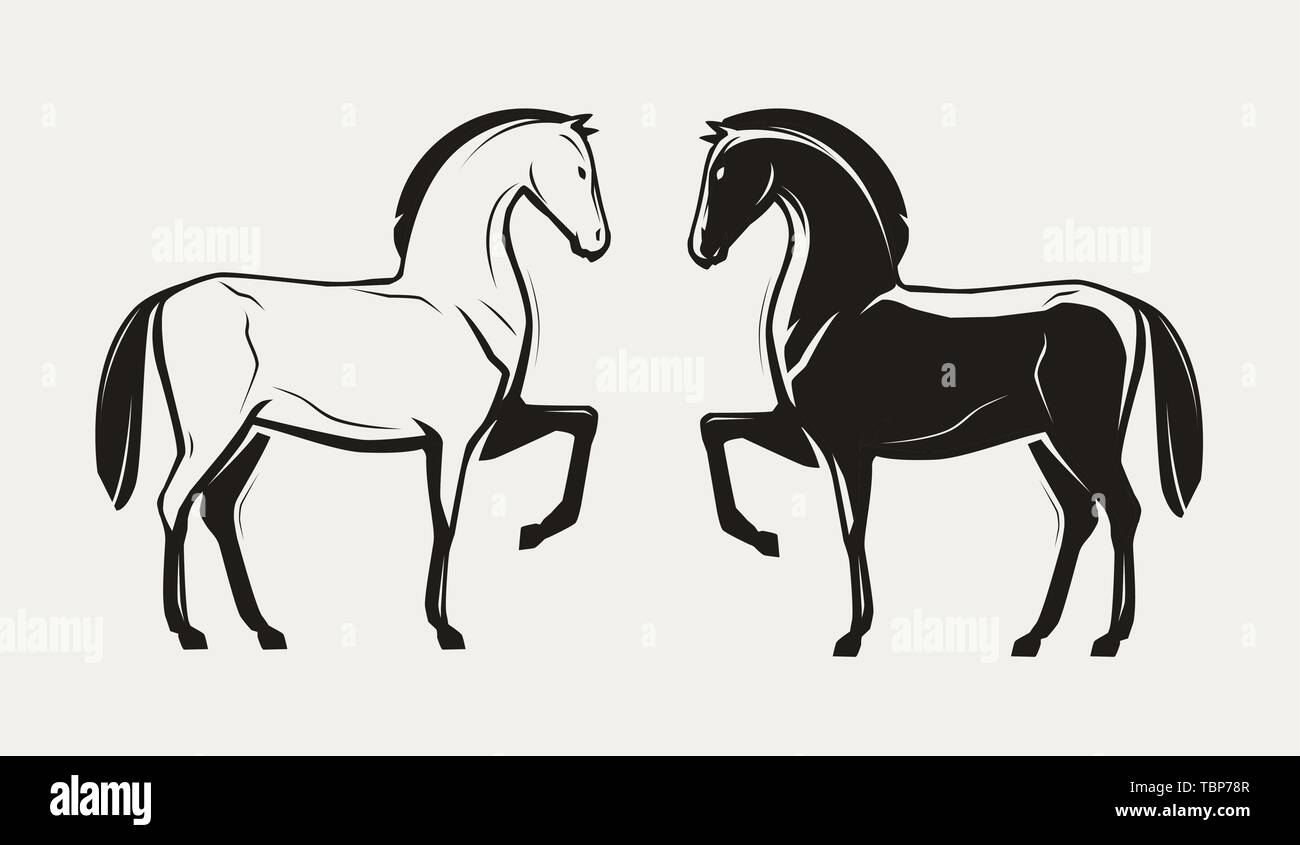 Silhouette der ständigen Race Horse. Vector Illustration Stock Vektor