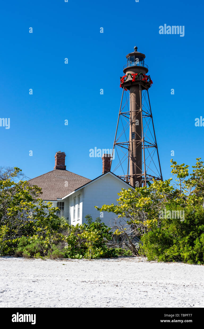 Sanibel Leuchtturm am Leuchtturm Beach Park. Sanibel Island, Florida Stockfoto