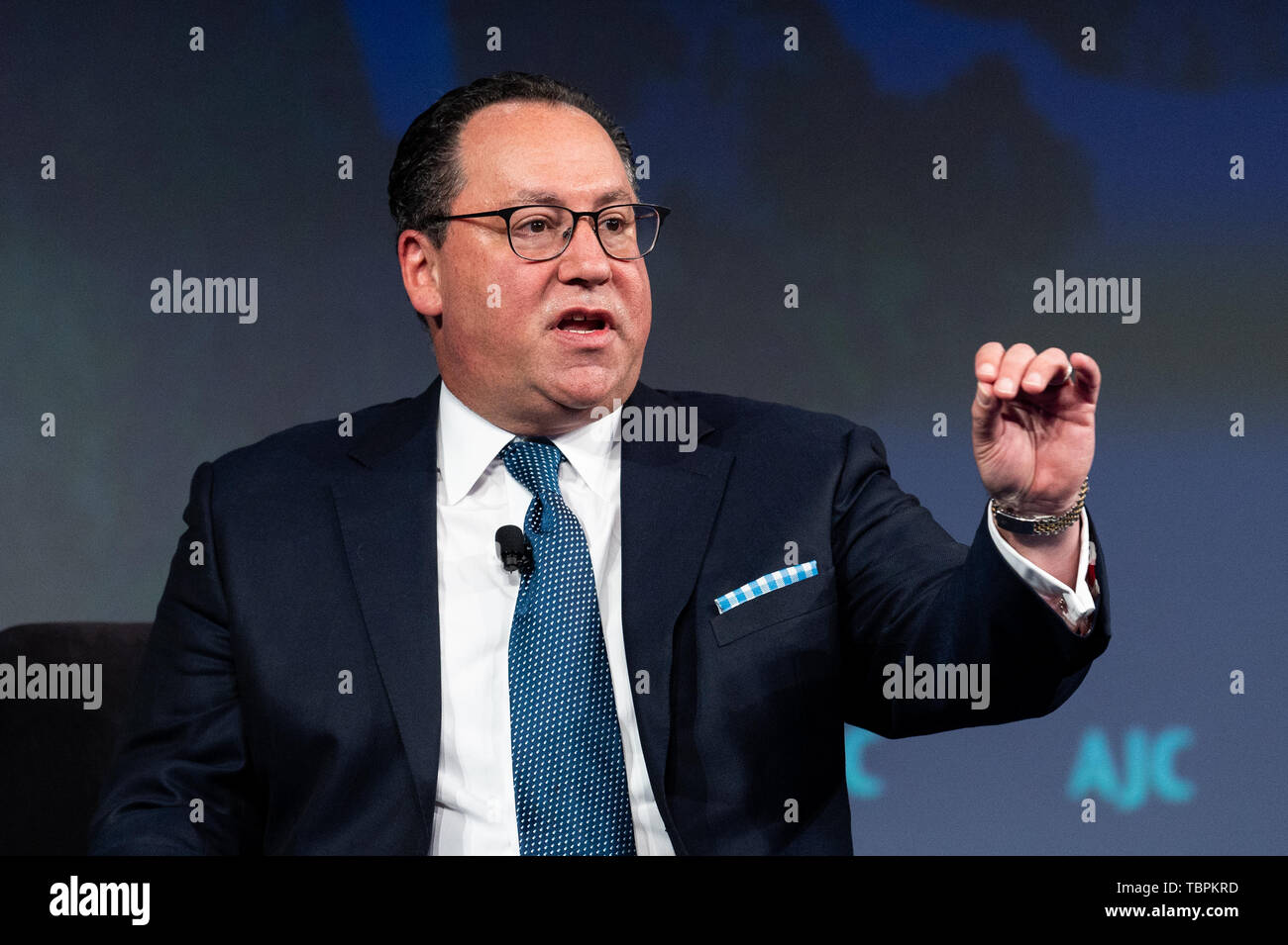 Washington, United States. 02 Juni, 2019. Matthew Brooks, Executive Director, republikanische Jüdische Koalition, spricht über "Amerikanische Juden haben eine politische Heimat?" an das American Jewish Committee (AJC) Global Forum Konferenz in Washington, DC. Credit: SOPA Images Limited/Alamy leben Nachrichten Stockfoto