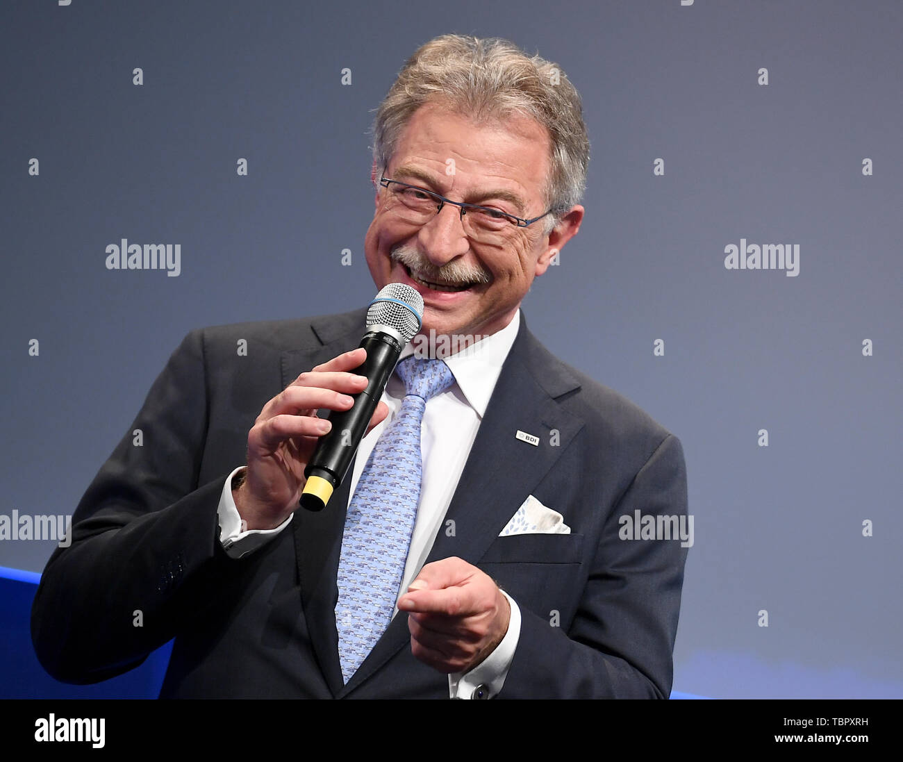 Berlin, Deutschland. 03 Juni, 2019. Dieter Kempf, Präsident des Bundesverbandes der Deutschen Industrie (BDI), spricht bei der Eröffnung der Deutschen Industrie. Quelle: Britta Pedersen/dpa/Alamy leben Nachrichten Stockfoto