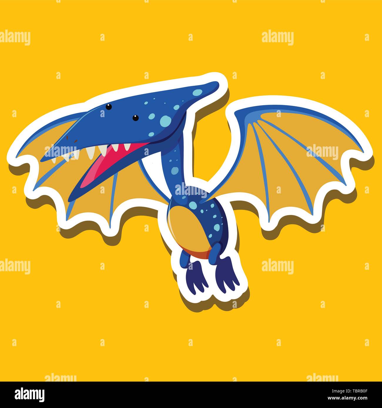 Ein pteranodon Aufkleber Charakter Abbildung Stock Vektor
