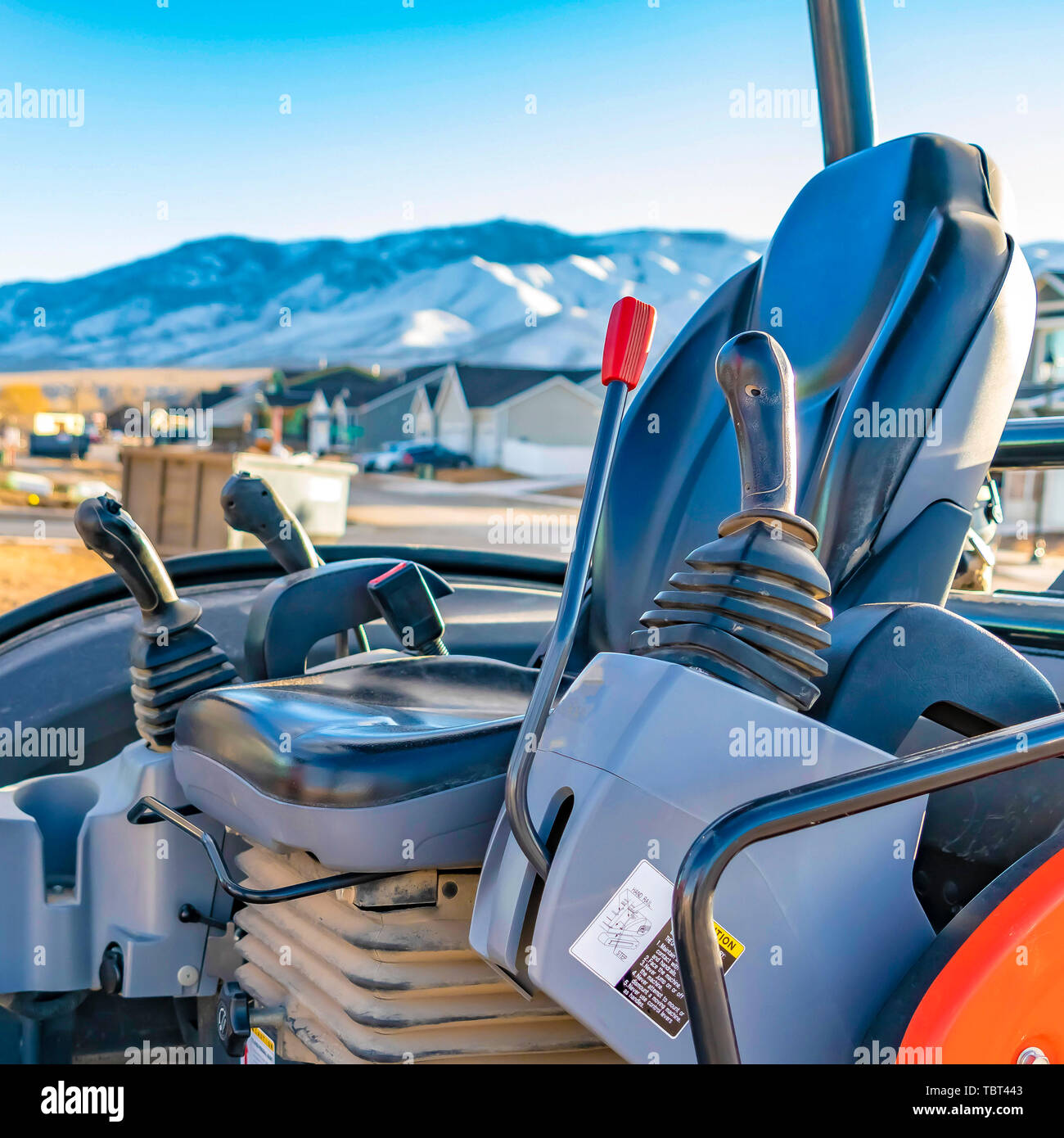 Platz Innenraum der offene Kabine mit einem schweren Baumaschinen Stockfoto