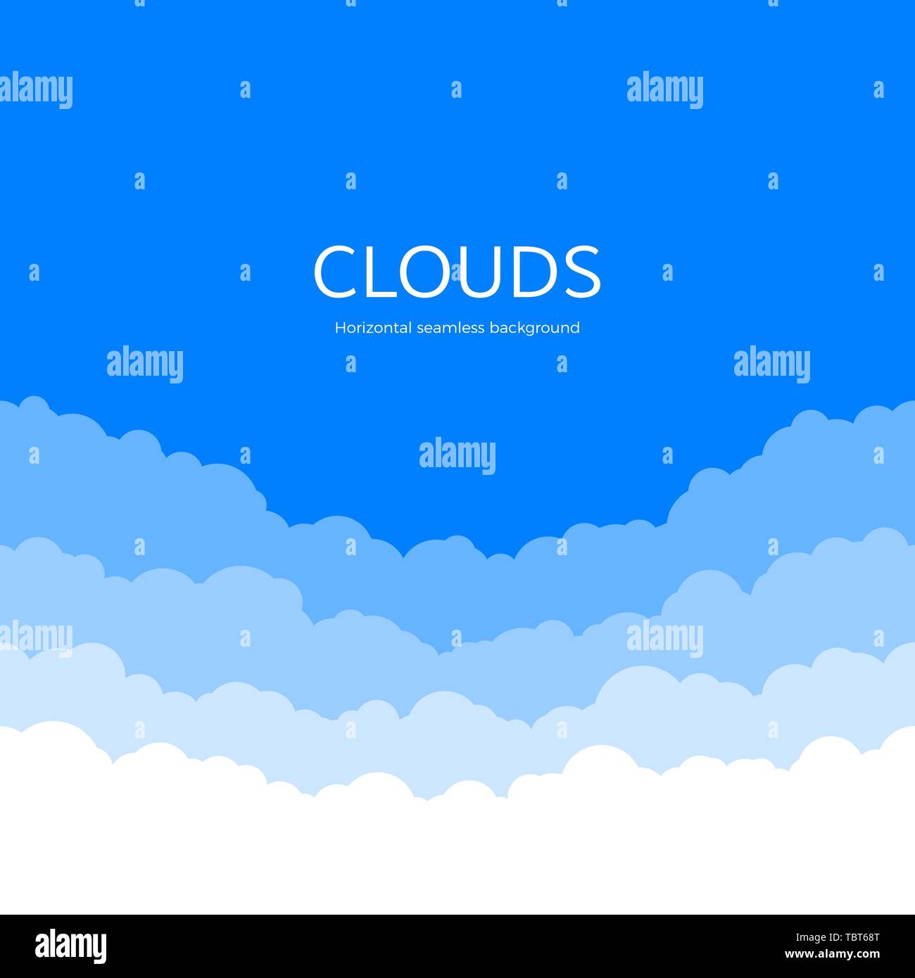 Nahtlose Wolken. Skyline im Hintergrund. Papier wolken Schichten. Vector Illustration Stock Vektor