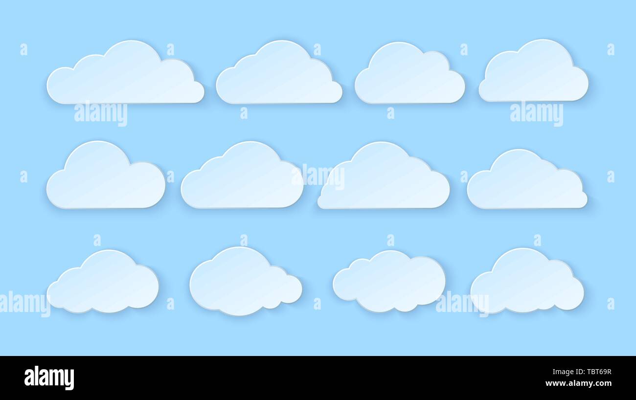 Abstrakte Papier Wolken. Papier Wolken auf blauem Hintergrund. Vector Illustration Stock Vektor