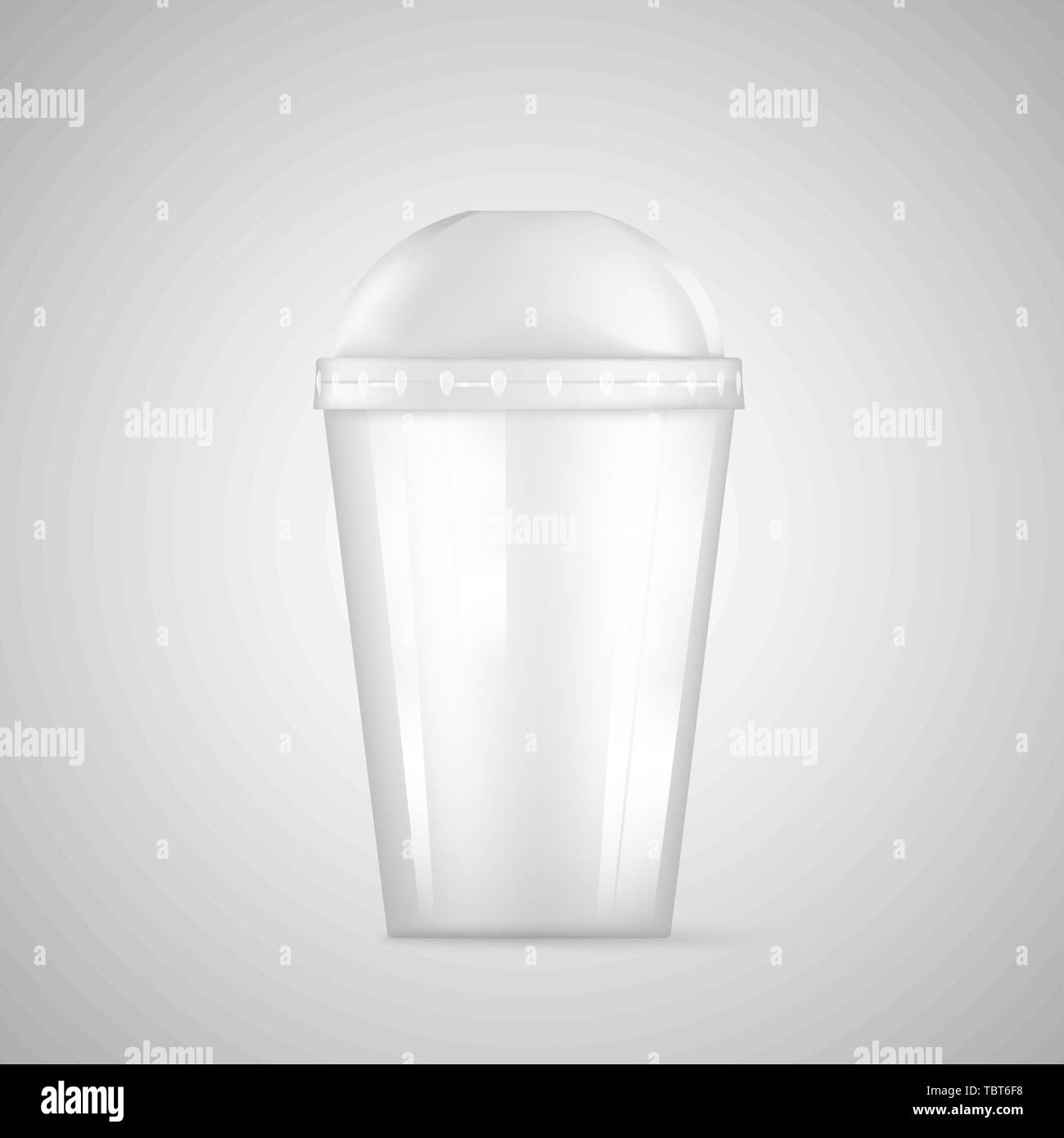 Transparenter Kunststoff leer Einweg Becher für Soda oder Cocktail. Vector Illustration auf weißem Hintergrund Stock Vektor