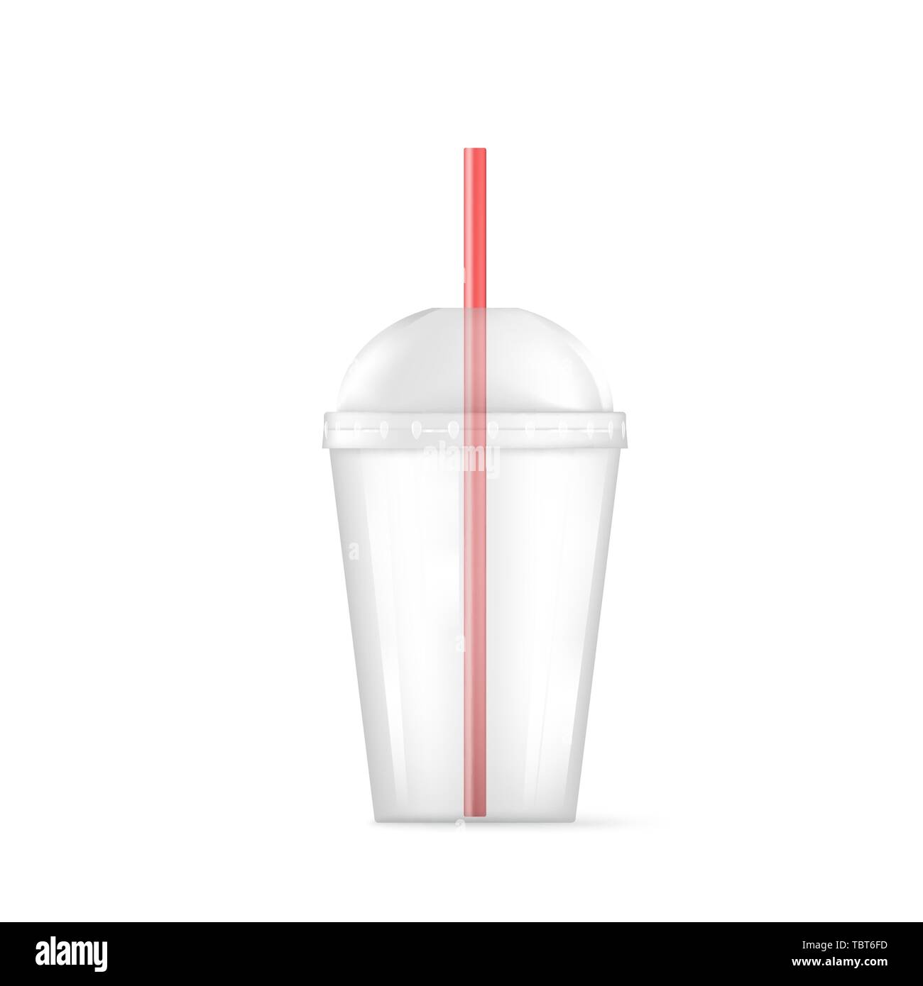 Transparenter Kunststoff leere Tasse für Soda oder Cocktail. Verfügbare Container für Trinken. Vector Illustration auf weißem Hintergrund Stock Vektor