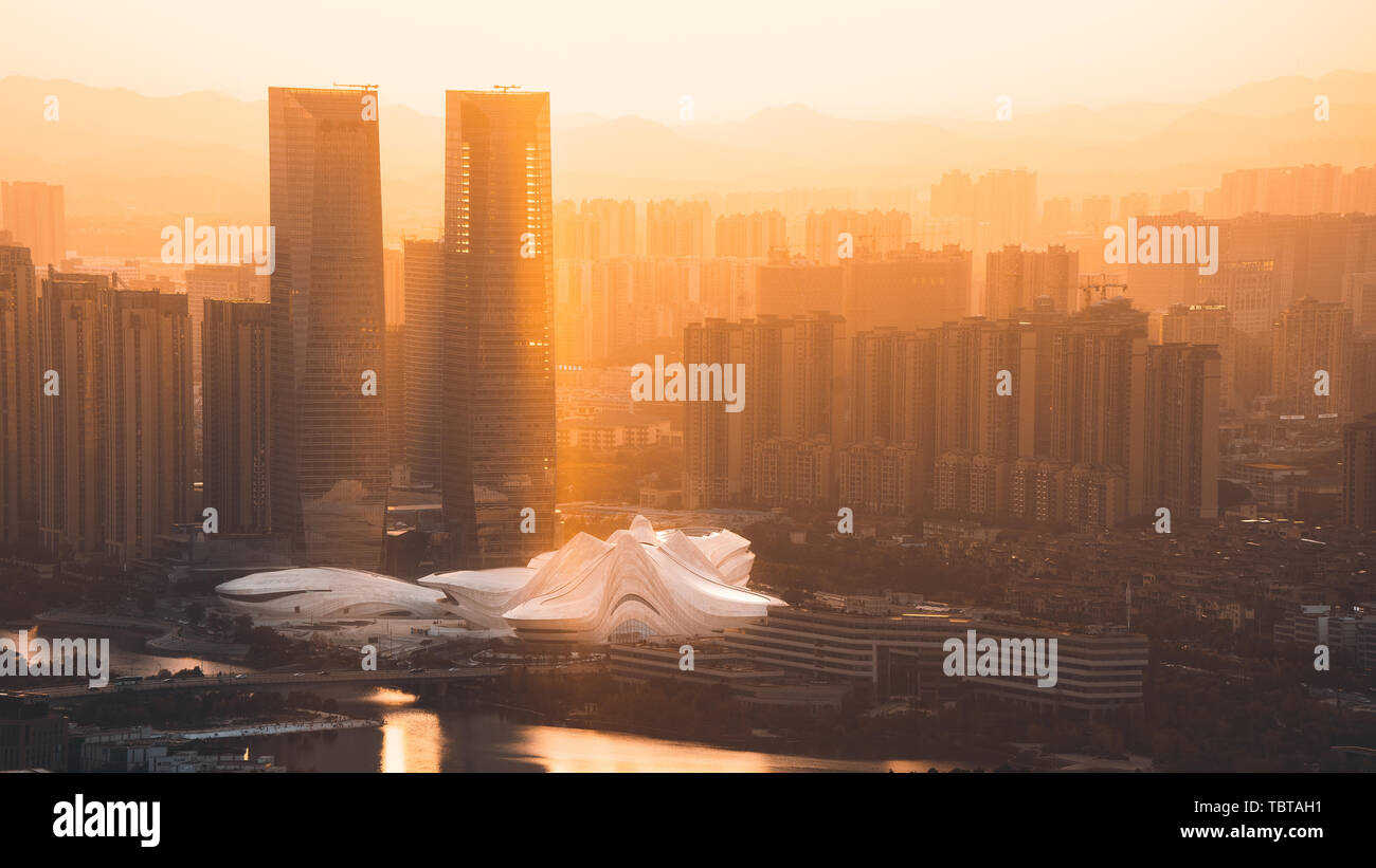 Changsha Mei Xi See Internationale Kultur- und Kunstzentrum in der xiangjiang Neuen Bereich von Changsha befindet, mit einem Investitionsvolumen von 2,8 Milliarden Yuan und einer Gesamtfläche von 100.000 Quadratmetern. Stockfoto