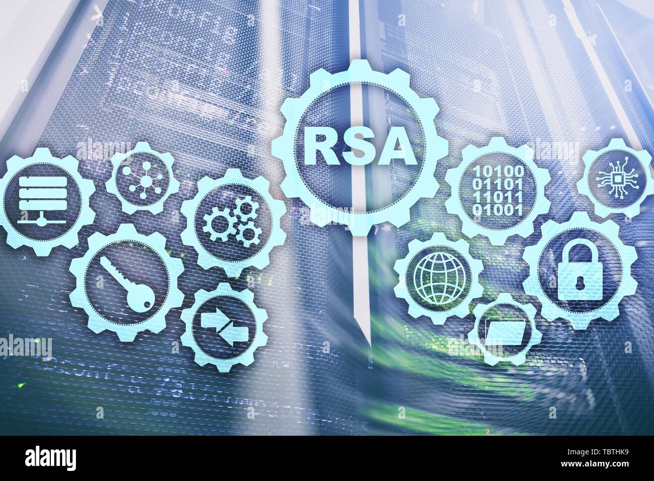 RSA. Rivest Shamir Adleman Kryptosystem. Kryptographie und Network Security. Stockfoto