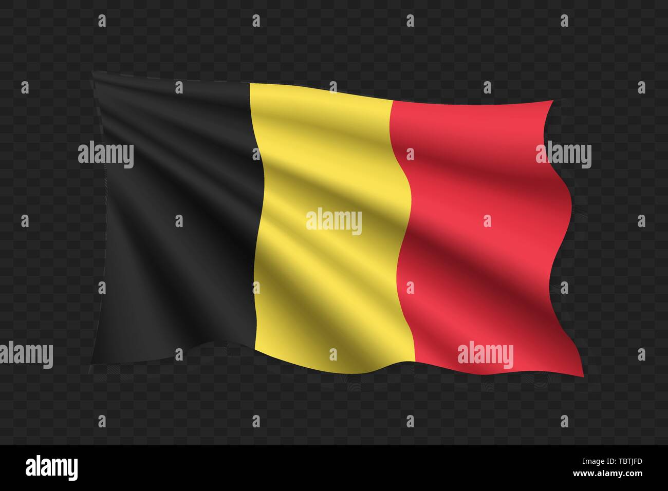 3D-Wehende Flagge von Belgien. Vector Illustration Stock Vektor