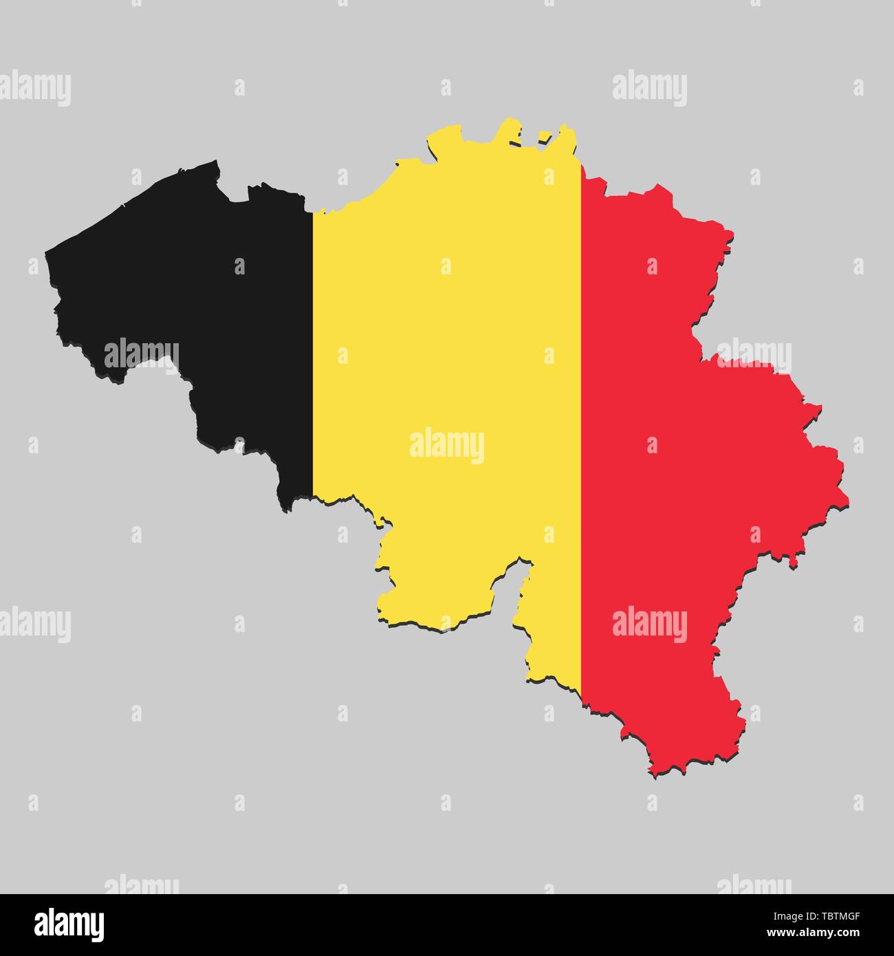 Karte von Belgien mit National Flagge. Vector Illustration. Stock Vektor
