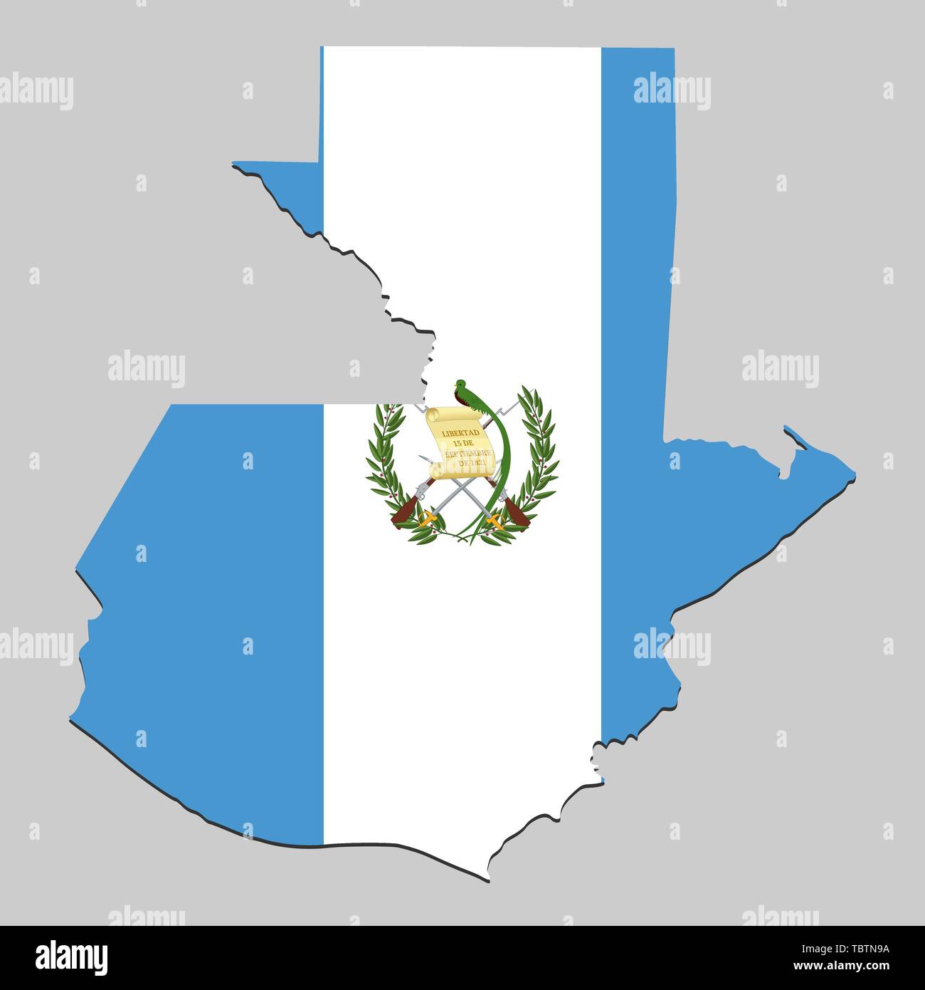 Karte von Guatemala mit National Flagge. Vector Illustration Stock Vektor