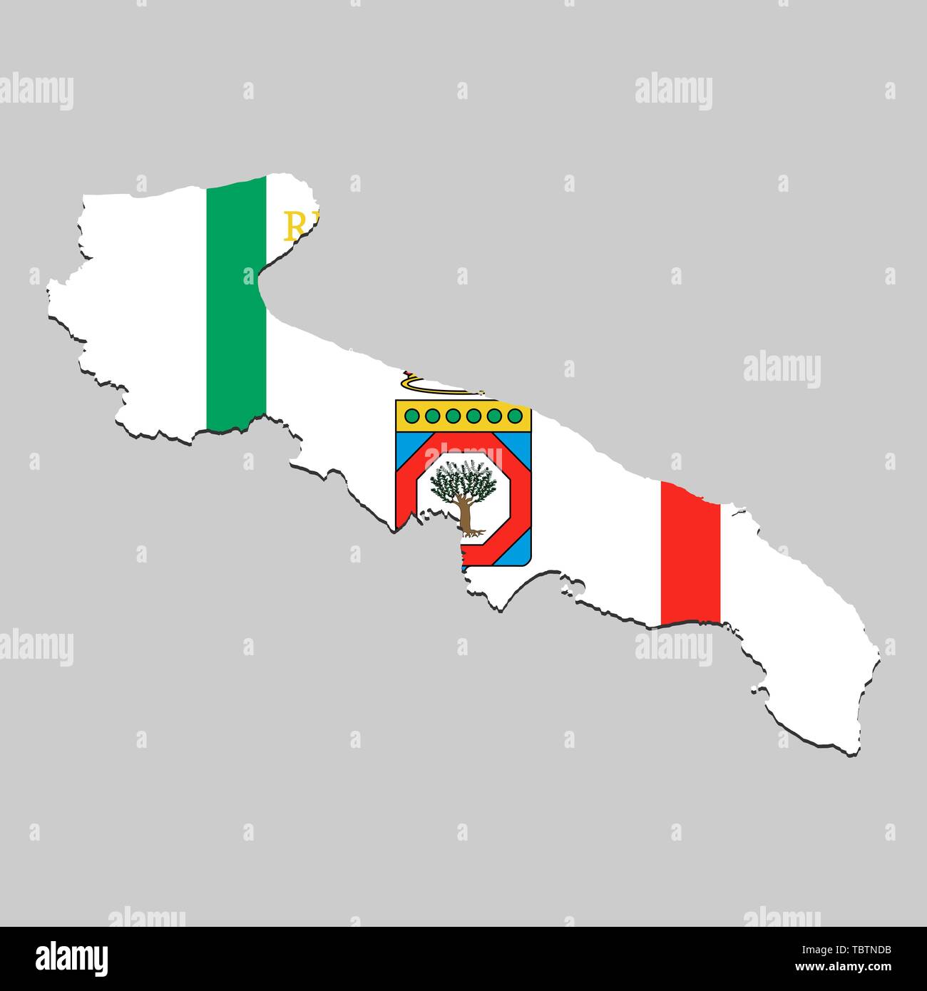 Karte von Apulien ist ein Staat Italien mit Flagge. Vector Illustration Stock Vektor