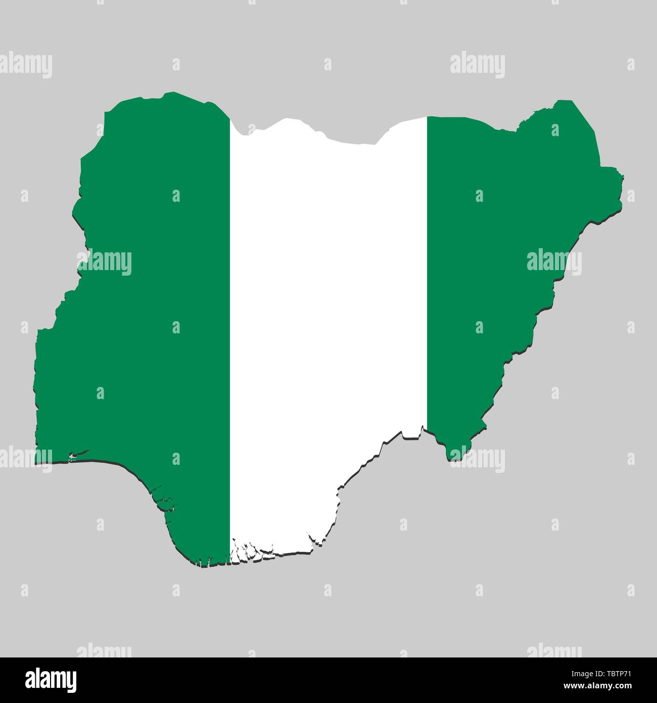 Karte von Nigeria mit National Flagge. Vector Illustration Stock Vektor