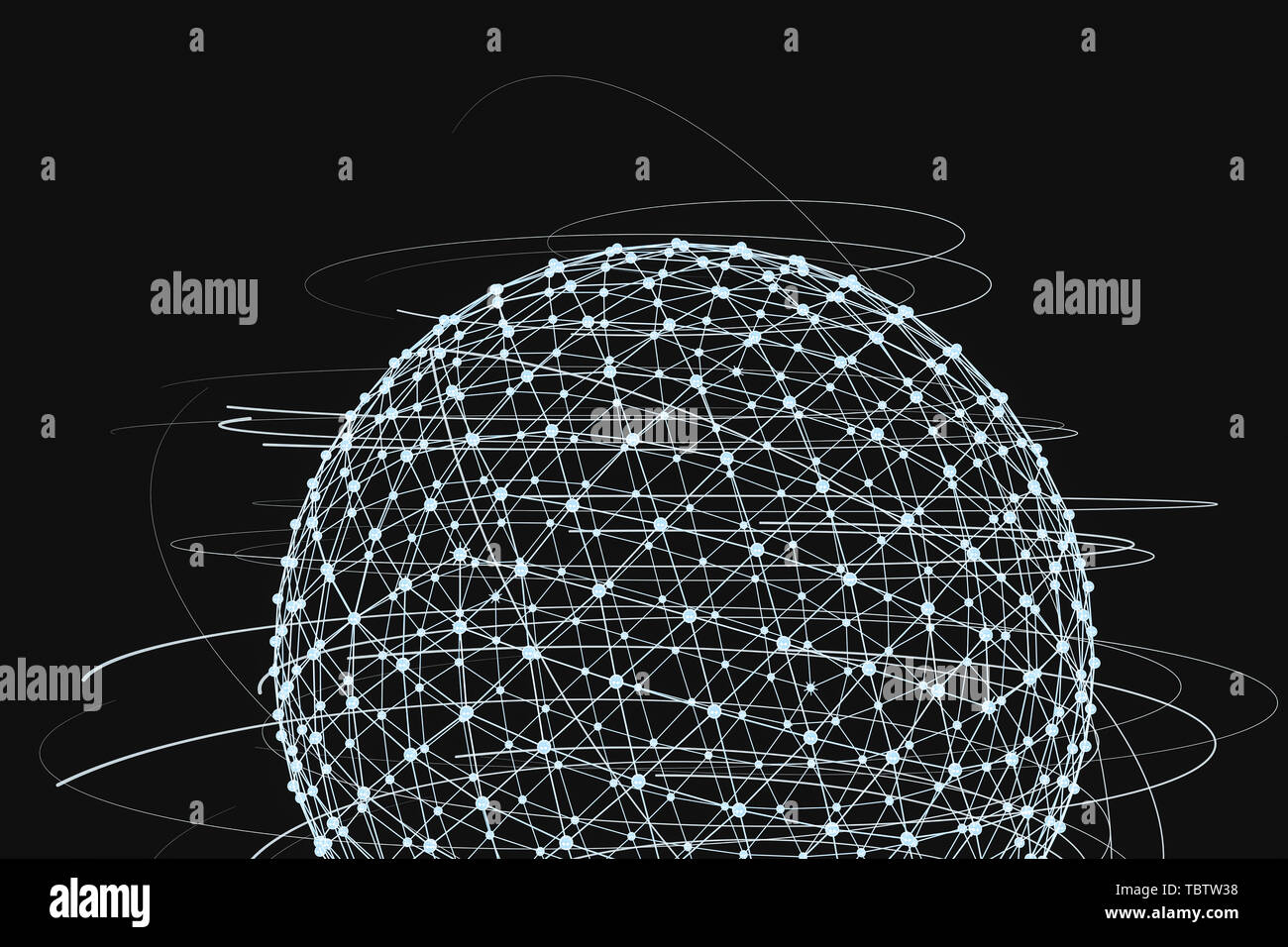 Drei-dimensionale Darstellung, Kugel Linien und Knoten Stockfoto