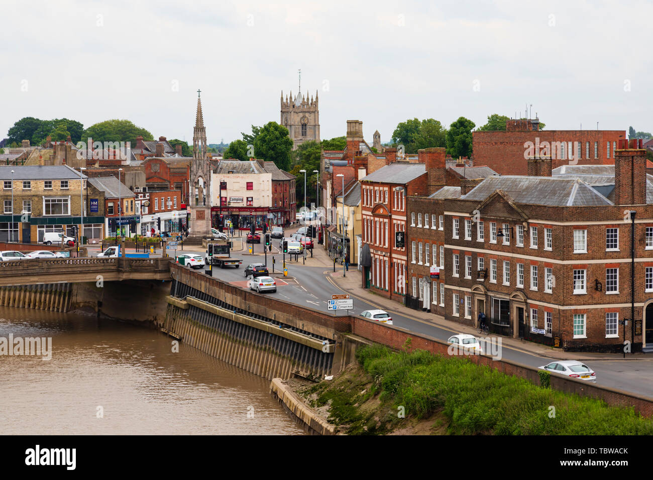 Der moorlandzone Marktstadt Wisbech auf dem Fluss Nene, Cambridgeshire, England Stockfoto