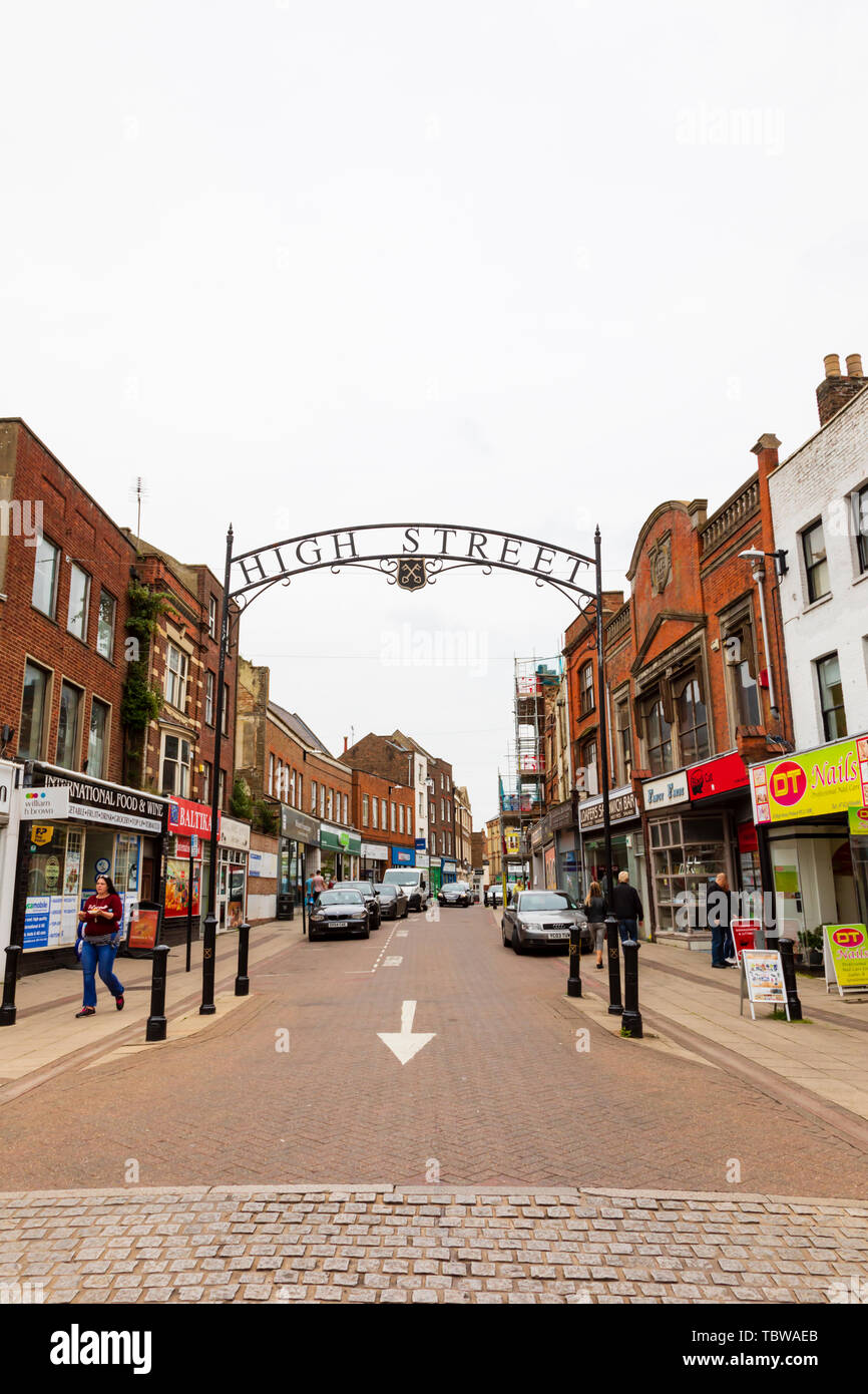 High Street, dem Moorland Marktstadt Wisbech auf dem Fluss Nene, Cambridgeshire, England Stockfoto