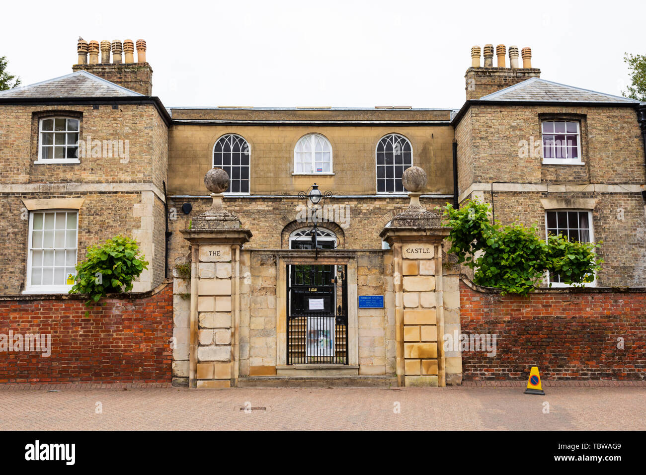 "Die Burg" auf der Website von Wisbech Schloss, die Moorland Marktstadt Wisbech auf dem Fluss Nene, Cambridgeshire, England Stockfoto