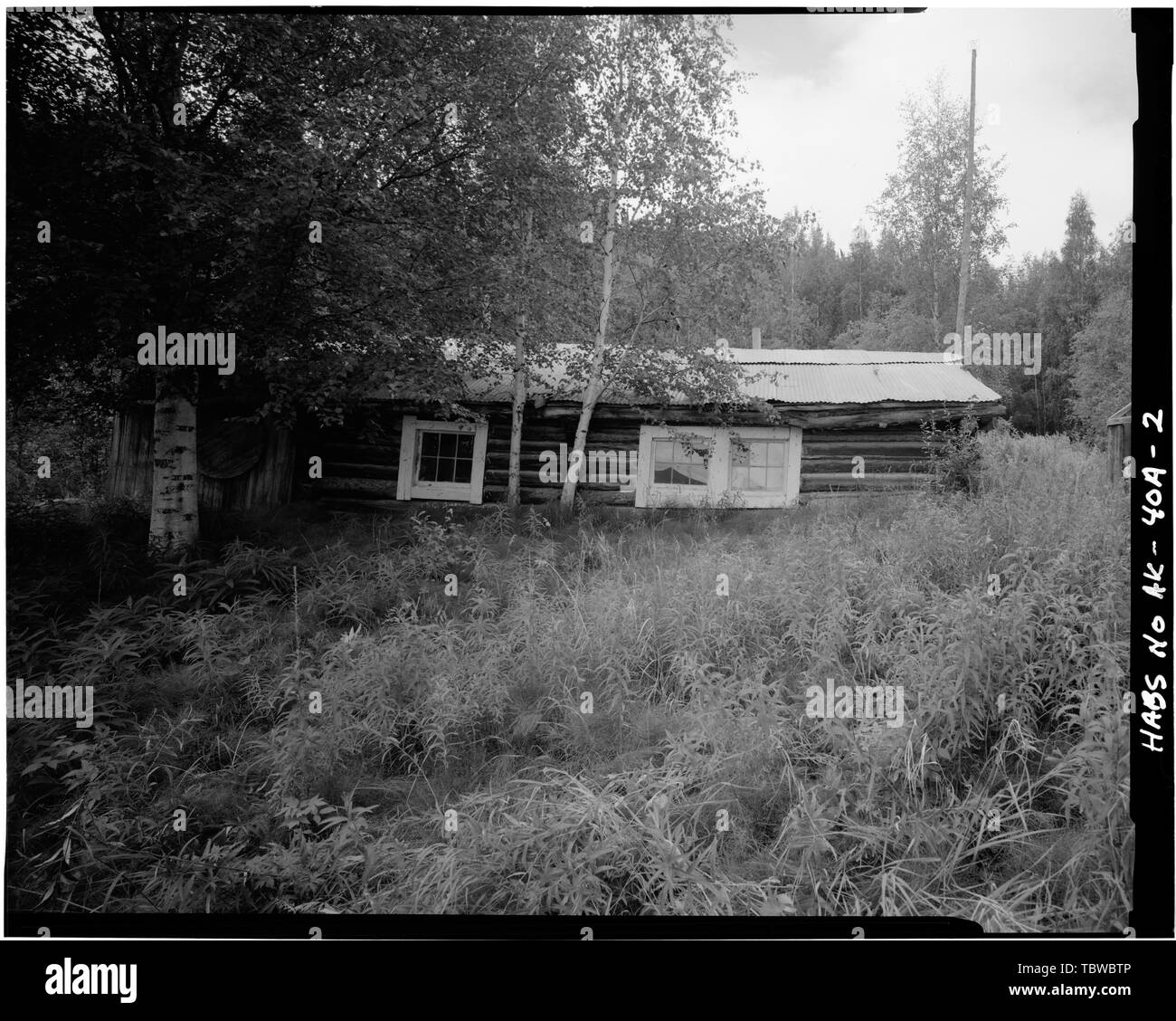 HAUPTKABINE, NORDHÖHE. Ed Biederman Fish Camp, Haupthütte, Yukon River, Eagle, Southeast Fairbanks Census Area, AK Stockfoto
