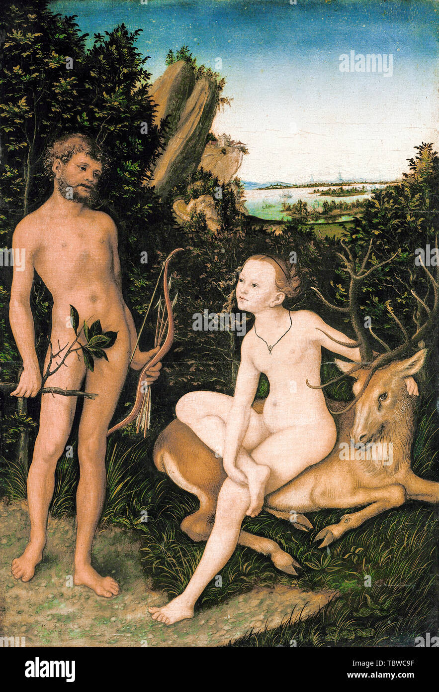 Lucas Cranach der Ältere, Apollo und Diana, Malerei, 1530 Stockfoto