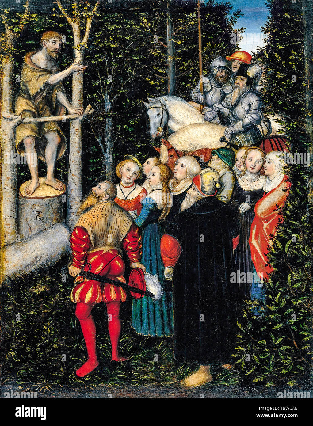 Lucas Cranach der Ältere, Die Predigt des hl. Johannes des Täufers, Malerei, ca. 1537 Stockfoto