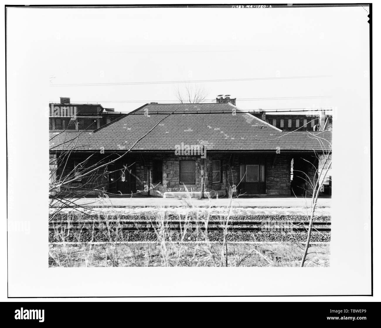 Hauptbahnhof Gebäude, OST FASSADE Williamstown Bahnhof,Hoosac Straße und Cole Avenue, Williamstown, Berkshire County, MA Stockfoto
