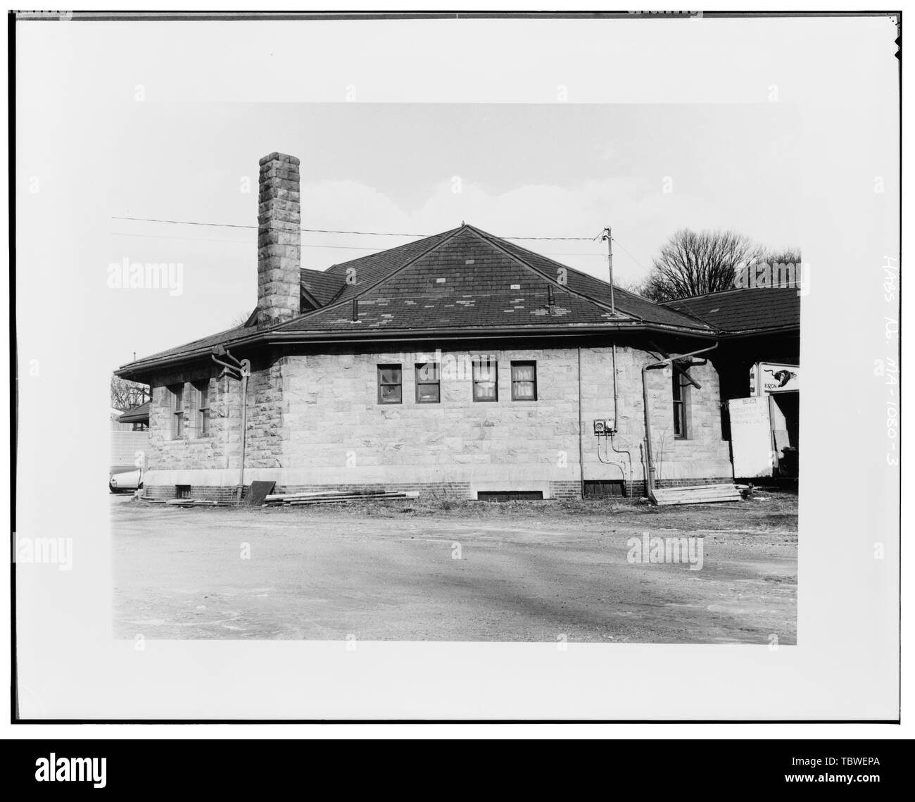 Hauptbahnhof, WESTFASSADE, von Südwesten Williamstown Bahnhof,Hoosac Straße und Cole Avenue, Williamstown, Berkshire County, MA Stockfoto