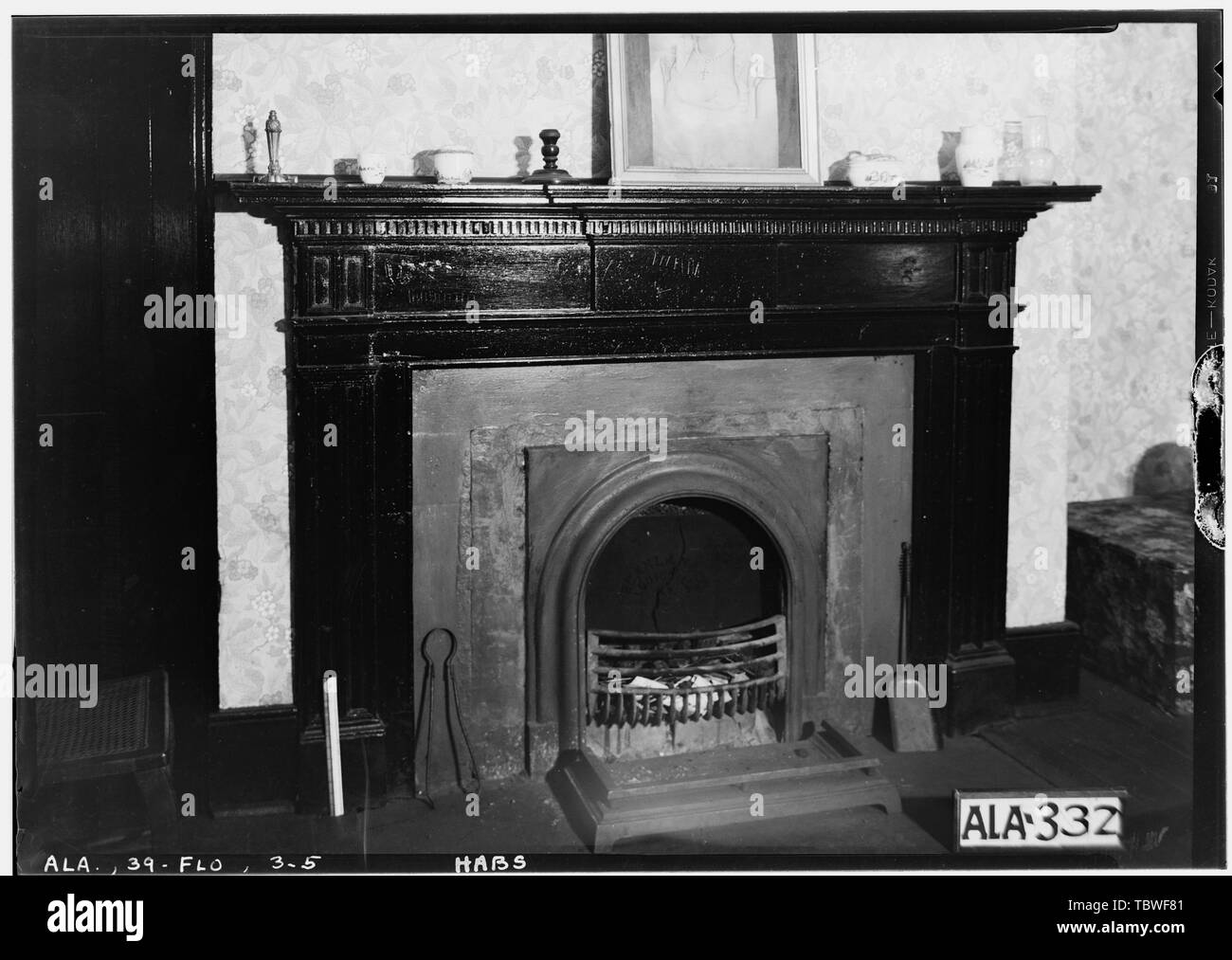 Historischer amerikanischer Gebäude Umfrage Alex Bush, Fotograf, 16. Juli, MANTEL 1935 im Esszimmer, N. E. VORDEREN ZIMMER Irvine House, 459 North Court Street, Florenz, Lauderdale County, AL Stockfoto