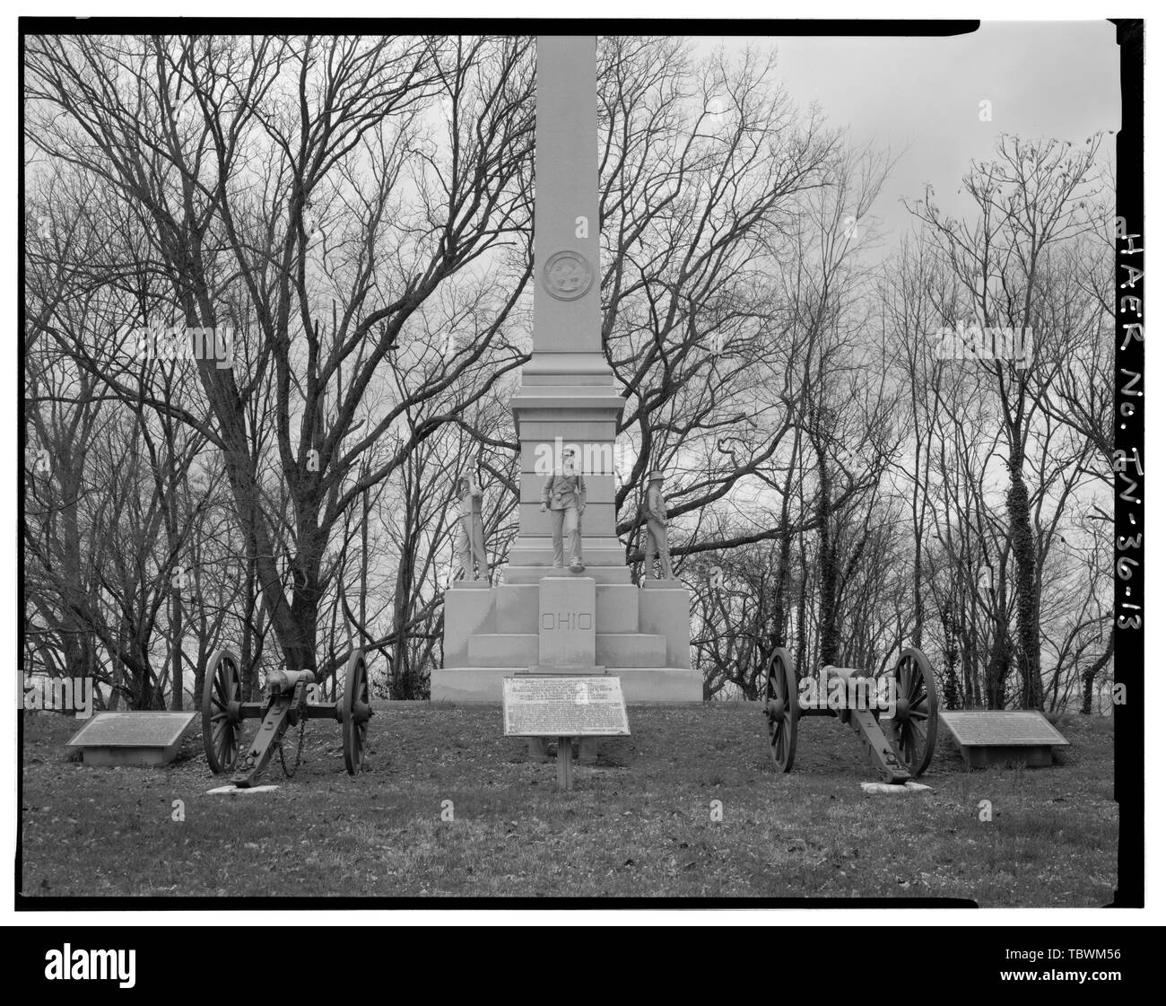 Missionarische Ridge, Ohio Reservierung, OHIO ARTILLERIE DENKMAL. Anzeigen WNW. Chattanooga National Military Park Tour Straßen, Chattanooga, Hamilton County, TN US-Krieg National Park Service Davis, Tim, Historiker Brooks, Peter, Feld team Projektleiter Croteau, Todd, Projektleiter Junge, Kelly, Sender Stockfoto