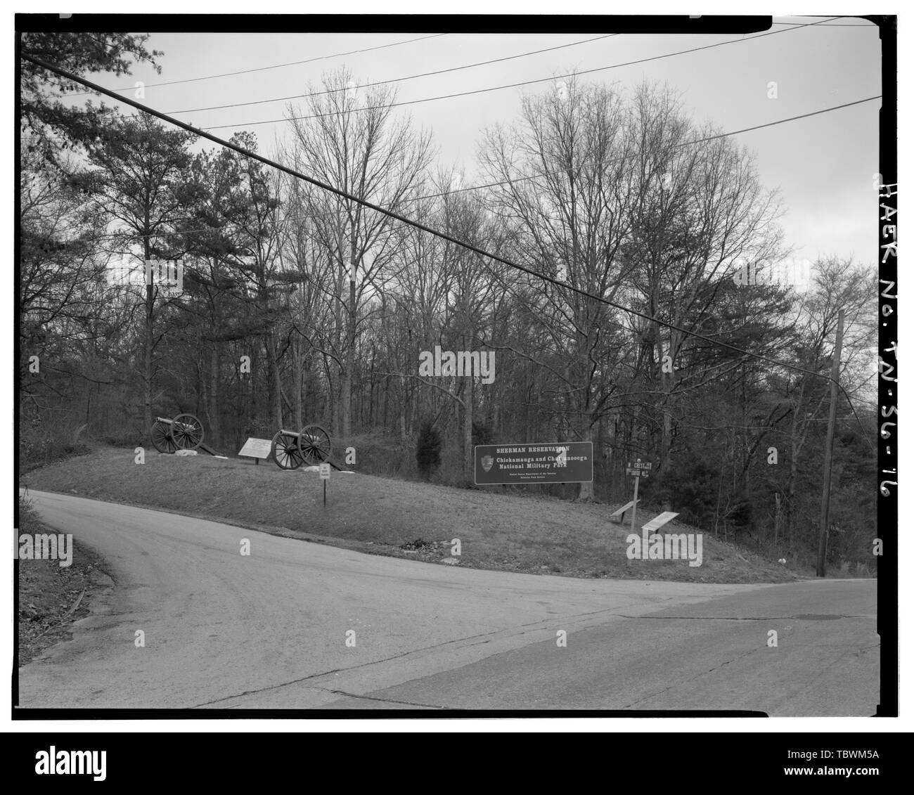 Missionarische RIDGE, SHERMAN'S RESERVIERUNG, Eingang anmelden. Blick NE. Chattanooga National Military Park Tour Straßen, Chattanooga, Hamilton County, TN US-Krieg National Park Service Davis, Tim, Historiker Brooks, Peter, Feld team Projektleiter Croteau, Todd, Projektleiter Junge, Kelly, Sender Stockfoto