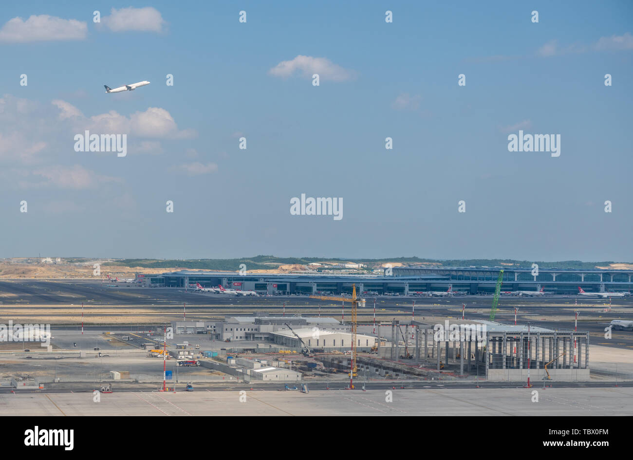 Luftbild der Neuen Flughafen Istanbul in der Türkei Stockfoto